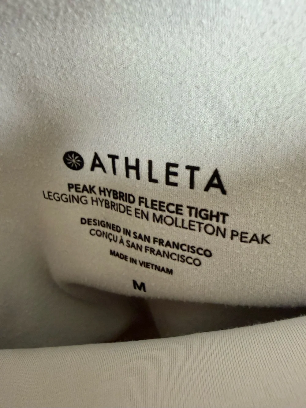 Athleta Peak Hybrid Fleece Tight Pant Birch Grey Winter Sport Ski Women’s Medium